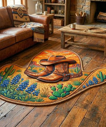 Cowboy Spirit Custom-Shaped Area Rug — Western-Themed Floor Accent, Durable, Non-Slip Backing, Perfect For Cabin & Kids' Rooms