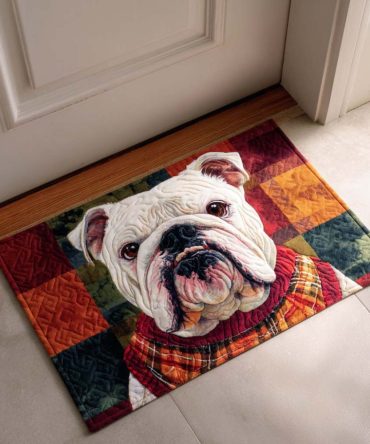 Cozy Bulldog Welcome Rug — Charming Bulldog Door Mat For Pet Owners, Durable Outdoor/Indoor Use With Non-Slip Backing