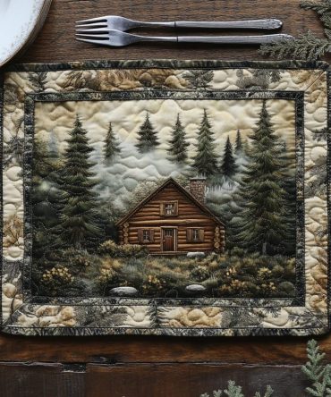 Cozy Cabin Quilted Placemat - Plaid & Patchwork Cotton Table Mat for Rustic Mountain Lodge Dining, Easy Care and Gift-Ready
