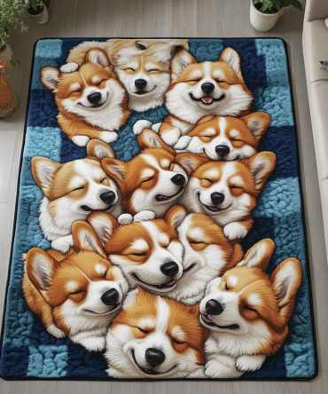 Corgi Curl Plush Dog-Shaped Area Rug — Adorable Pet-Lover Accent Rug For Nursery, Bedroom, Entryway Or Playroom, Soft & Durable