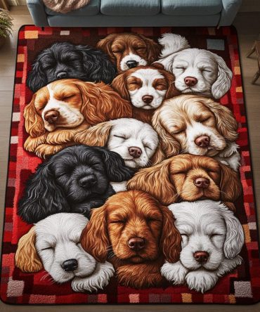 Curl Spaniel Plush Area Rug — Elegant Dog Breed Accent Rug For Living Room, Entrance, Nursery Or Pet Space, Soft & Low-Pile Comfort