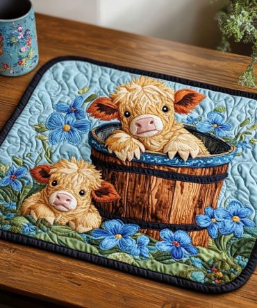 Cozy Farm Cow Quilted Placemat — Classic Country Table Mat, Soft Insulated Cotton, Machine Washable & Durable for Daily Use