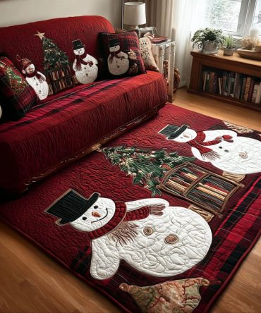 Frosty Nights Winter-Themed Plush Area Rug — Snowy Accent Rug For Holiday Decor, Cabin & Entryway, Soft Low-Pile Polyester Comfort