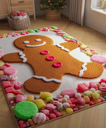 Gingerbread Comfort Holiday Plush Area Rug — Festive Kitchen & Entryway Accent With Warm Treat-Themed Design, Soft & Family-Friendly
