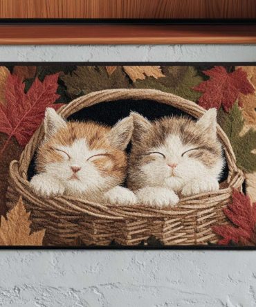 Cozy Kittens Welcome Mat — Soft-Look Cat Front Door Doormat, Durable Indoor/Outdoor Non-Slip Rug, Easy Care Entryway Decor For Pet Lovers