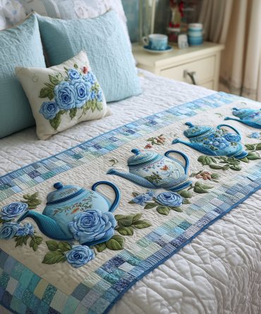 Cozy Morning Tea Warm Quilted Bed Scarf — Soft Tea-Toned Decorative Bed Runner For Cozy Bedrooms, Machine-Washable Comfort
