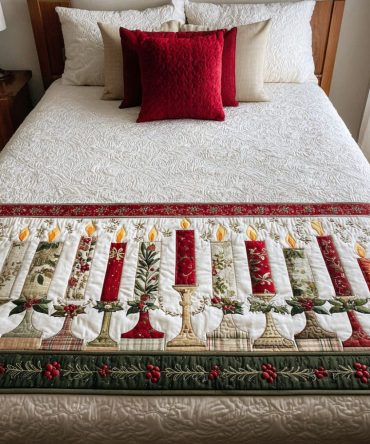 Cozy Radiance Quilted Bed Scarf — Soft Warm Holiday Bed Runner, Quilted Decorative Throw For Inviting Winter Bedroom Styling & Comfortable Guest Spaces