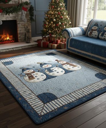 Whimsical Snow Friends Area Rug - Cute Snowman & Penguin Holiday Accent, Cozy Plush For Kids Room, Non-Skid Backing