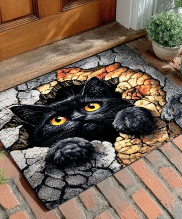 Cracked Earth Cat Welcome Mat — Quirky Cat Lover Outdoor/Indoor Doormat, Heavy-Duty Non-Slip Entrance Rug, Durable & Easy-Clean Gift Idea