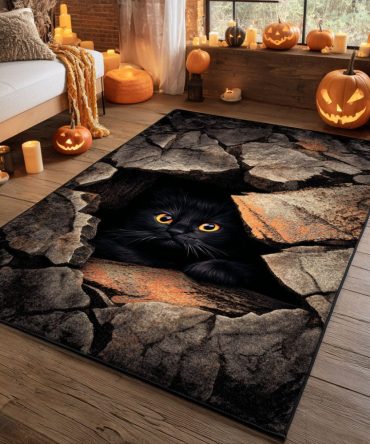 Realistic Cracked Ground Cat Area Rug - Unique Photo-Print Accent For Modern Spaces, Soft Low-Pile, Non-Slip Backing, Pet-Friendly