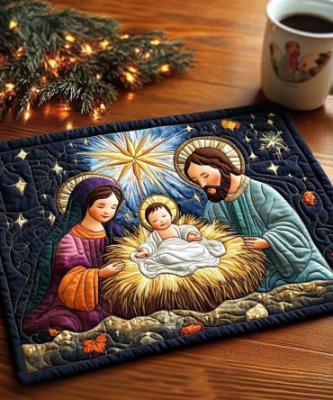 Cradle in the Glade Quilted Placemat - Woodland Floral Cotton Table Accent, Soft Quilting, Heat & Spill Protection, Machine Washable