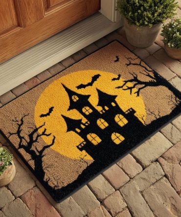 Creepy Castle Front Door Mat — Haunted Coir Welcome Rug, Durable Outdoor Halloween Doormat For Spooky Seasonal Decor