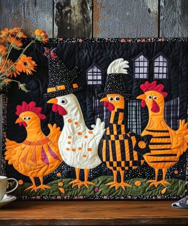 Creepy Coop Quilted Halloween Placemat - Haunted Farm Table Protector, Durable Cotton-Blend, Easy-Care Seasonal Dining Accent