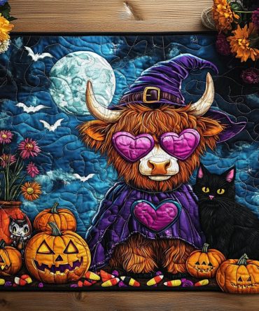 Creepy Cow Halloween Quilted Placemat — Gothic Farm Table Mat, Soft Quilted Cotton Placemat for Spooky Seasonal Decor — Machine Washable & Gift-Ready