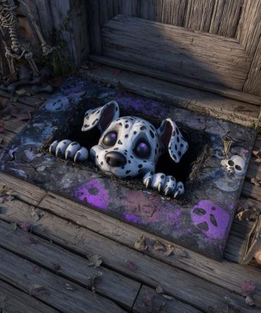 Creepy Crawl Halloween Doormat — Dalmatian Spot Spooky Welcome Mat, Durable Outdoor Entry Rug For Porch & Trick-Or-Treaters