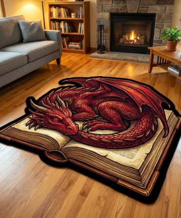 Crimson Reader Book-Shaped Area Rug — Cozy Literary Accent Rug For Reading Nooks, Libraries & Kids’ Study Spaces