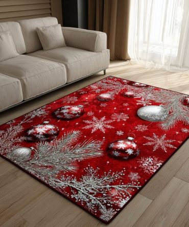 Crimson Spark Geometric Area Rug — Vibrant Red Modern Accent Rug With Bold Pattern For Living Room & Office