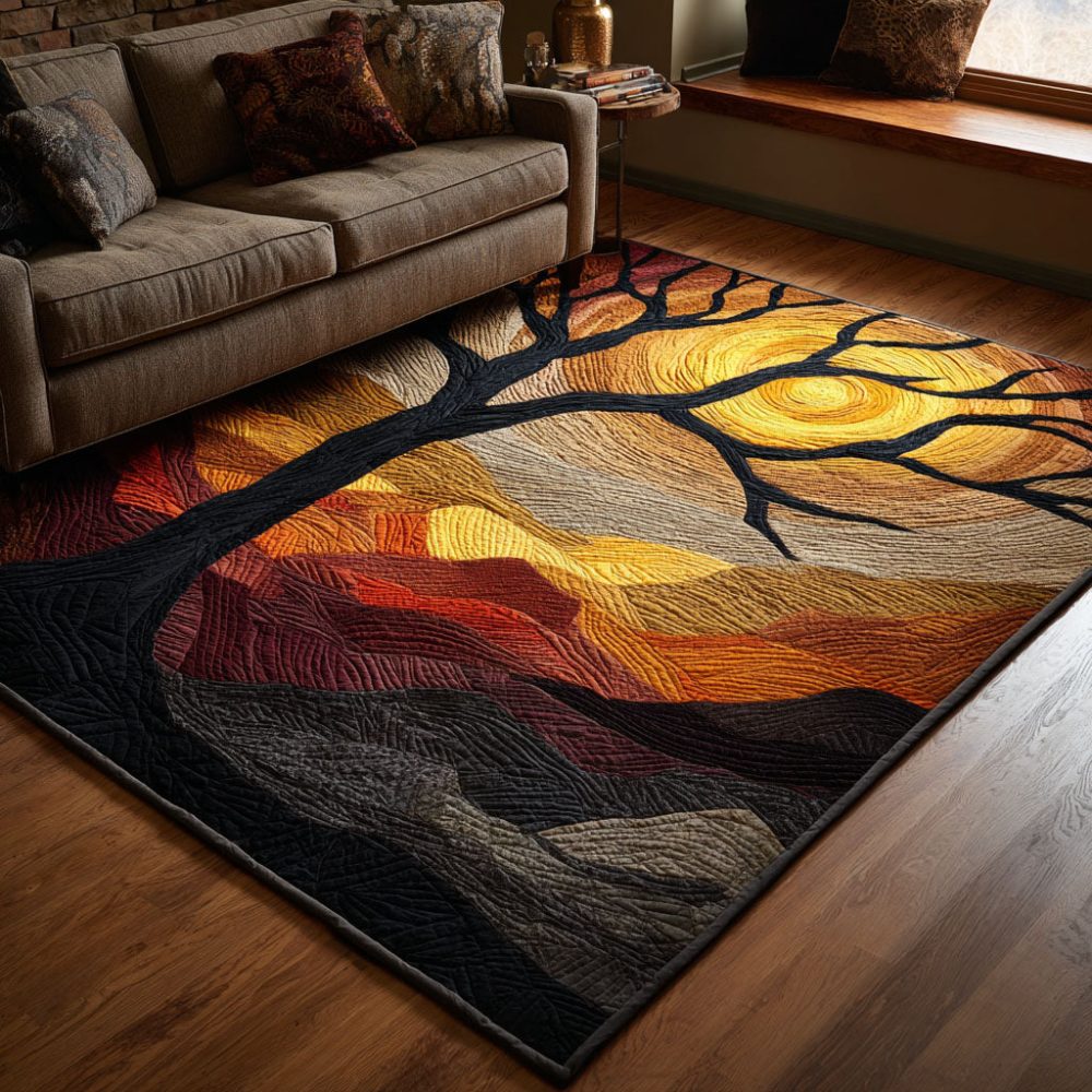 Crystal Tree Botanical Area Rug — Elegant Nature-Inspired Accent Rug In Red & Neutral Tones For Living Room