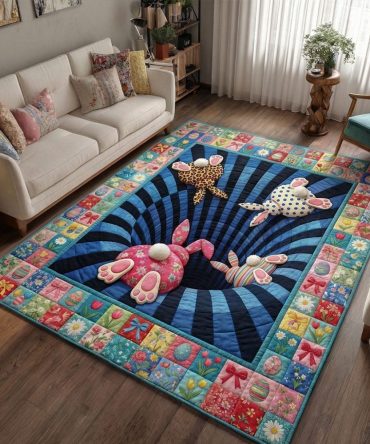 Curious Bunny Burrow Play Rug — Soft Animal-Shaped Kids’ Area Rug For Nursery, Toddler Rooms & Play Areas