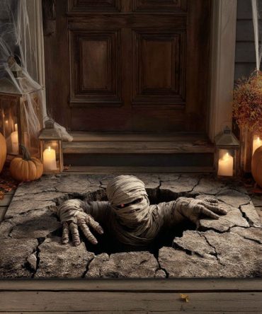Curse Unbound Dark Welcome Mat — Sinister Gothic Door Rug, Durable Weather-Resistant Entry Mat With Non-Slip Backing For Dramatic Curb Appeal