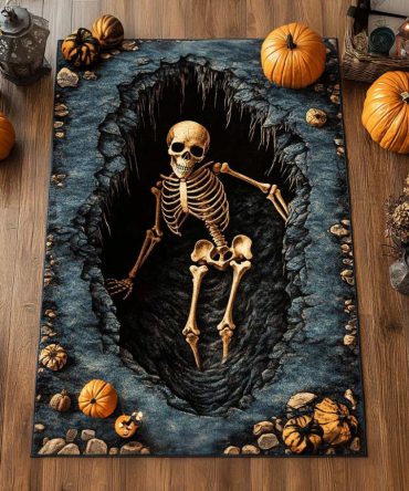 Spooky Cursed Grave Area Rug – Haunted Cemetery Accent Rug For Halloween Decor, Kids’ Room & Themed Interiors