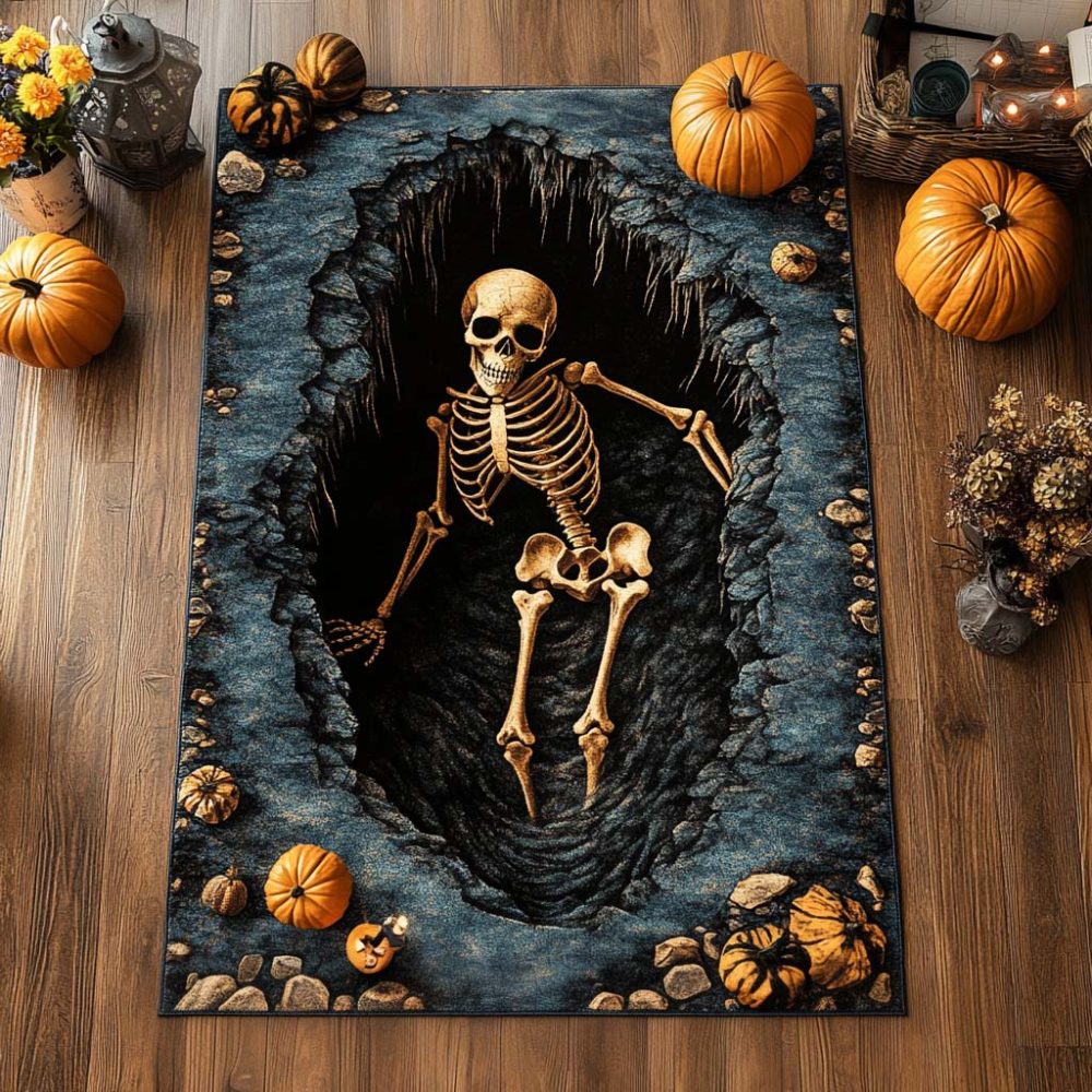 Spooky Cursed Grave Area Rug – Haunted Cemetery Accent Rug For Halloween Decor, Kids’ Room & Themed Interiors