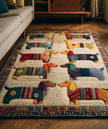 Dachshund Parade Patterned Rug – Playful Dog-Themed Area Rug For Kids’ Rooms, Playrooms & Pet Lovers’ Homes