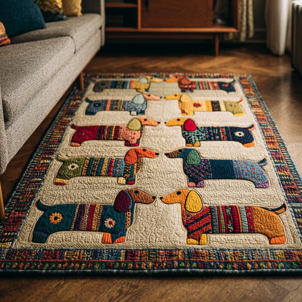 Dachshund Parade Patterned Rug – Playful Dog-Themed Area Rug For Kids’ Rooms, Playrooms & Pet Lovers’ Homes