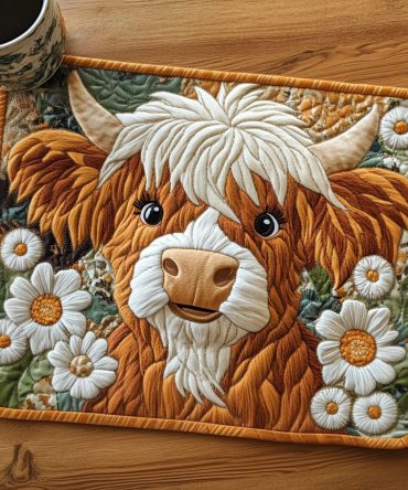 Daisy Smile Quilted Placemat — Bright Daisy Cotton Table Mat, Heat-Resistant Quilting & Easy Machine Care for Cheerful Dining Spaces