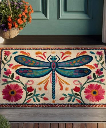 Dancing Wings Decorative Entrance Rug — Colorful Outdoor/Indoor Doormat, Heavy-Duty Non-Slip Welcome Mat For Homes