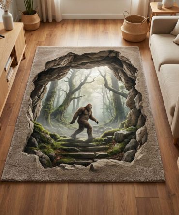 Dark Footprint Modern Area Rug – Minimalist Accent Rug With High-Contrast Design For Hallway, Office & Living Room