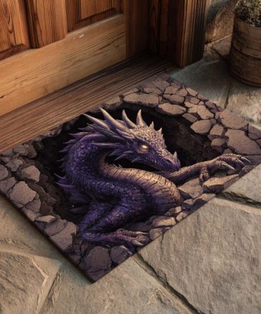 Dark Hatchling Creature Doormat – Unique Coir Welcome Rug With Mythical Baby Dragon Art, Sturdy Outdoor/Indoor Non-Slip Entrance Mat For Spooky Decor