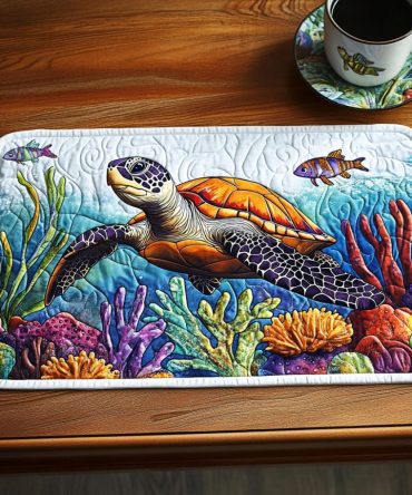 Deep Blue Spirit Quilted Dining Placemat — Ocean-Inspired Table Accent, Padded Cotton Blend, Machine-Washable & Heat-Protective