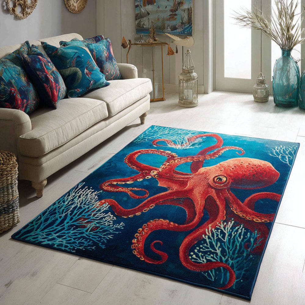 Deep Sea Guardian Ocean Rug — Majestic Marine Protector Design, Soft Durable Area Rug For Coastal, Nautical & Beach Homes