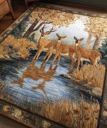 Deer Haven Lodge Rug — Premium Brown Deer Motif Area Rug For Living Room & Cabin, Soft Low-Pile, Fade-Resistant, Non-Slip