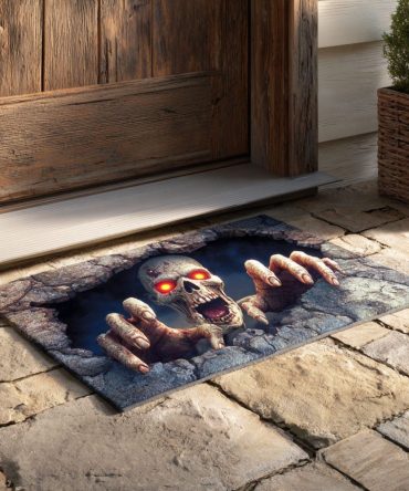 Demon Rising Welcome Mat — Fiery Demon Decorative Doormat For Outdoor/Indoor Entryways, Durable Fade-Resistant Print With Non-Slip Backing