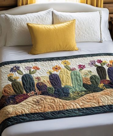 Desert Bloom Dreams Quilted Bed Runner – Soft Floral Pattern & Cozy Quilting, Perfect Accent For Bedroom Layering And Casual Lounging Spaces