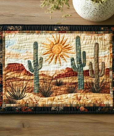 Desert Bloom Quilted Placemat — Southwestern Floral Table Mat, Vibrant Quilted Dining Protector, Machine-Washable Accent For Warm Tablescapes
