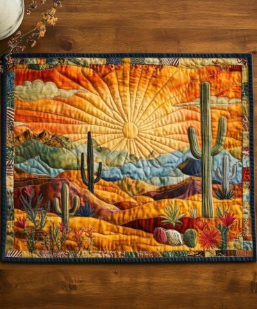 Southwestern Desert Bloom Quilted Table Mat - Boho Floral Placemat For Kitchen & Dining, Heat-Resistant, Machine Washable