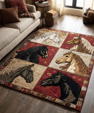 Desert Gallop Rug - Southwestern Equestrian-Inspired Area Rug For Living Room & Office, Earth Tone Durable Accent Floor Covering