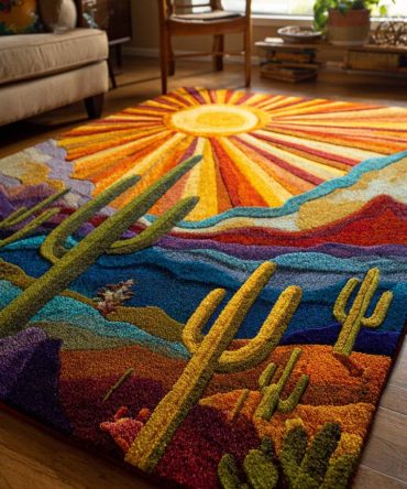 Desert Glow Rug - Warm Southwestern Area Rug With Sunlit Hues For Living Room, Bedroom & Hallway, Soft Low-Pile Durable Design