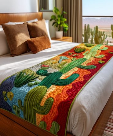 Desert Horizon Hues Quilted Bed Runner – Earthy Ombre Palette, Textured Quilting For Modern Southwestern & Neutral Bedrooms, Versatile Accent