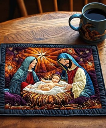 Divine Manger Quilted Placemat — Nativity-Inspired Holiday Table Accent, Padded Heat Protection, Machine-Washable For Christmas Celebrations