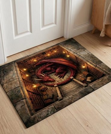 Dragon Lair Welcome Mat — Bold Dragon Decorative Doormat For Outdoor/Indoor Entry, Heat-Resistant Style, Durable Non-Slip Backing For Fantasy Decor