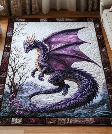 Dragon Crest Statement Area Rug — Intricate Dragon Emblem Accent Rug For Living Room, Bold Fantasy Home Decor Rug