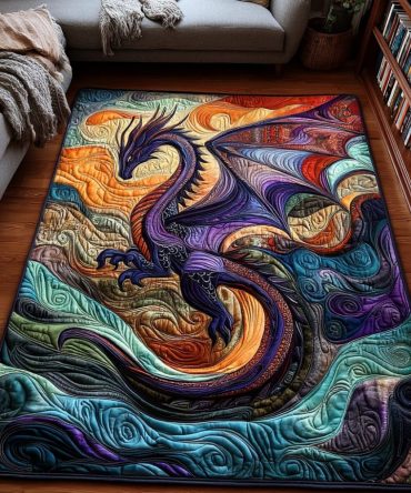 Dragon Crown Luxe Area Rug — Regal Dragon Motif Accent Rug For Bedroom Or Study, Premium Low-Pile, Stain-Resistant Floor Decor