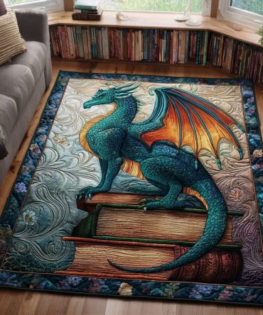 Dragon Flame Bold Area Rug — Fiery Dragon Design Accent Rug For Living Rooms, Game Rooms & Statement Home Decor