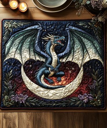 Dragon Flight Quilted Placemat — Dynamic Dragon Motif Dining Mat for Bold Table Settings, Durable Quilting, Machine-Washable & Gift-Ready
