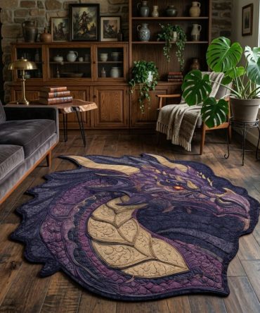 Dragon Haven Custom-Shaped Area Rug — Fantasy-Themed Custom Rug For Playrooms, Studios & Unique Home Spaces, Durable Low-Pile