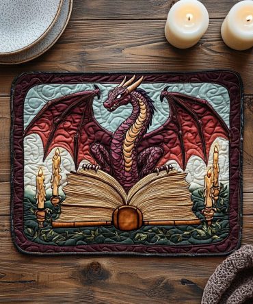 Dragon Heart Quilted Placemat for Dining — Romantic Dragon Motif Table Mat, Decorative & Durable, Easy-Care Accent for Kitchen and Entertaining